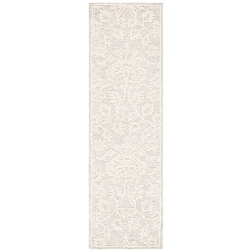 Charlton Home® Shoshone Floral Handmade Tufted Wool Beige / Ivory Area